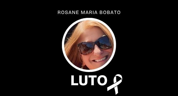 fundo preto com círculo central onde tem foto de mulher branca