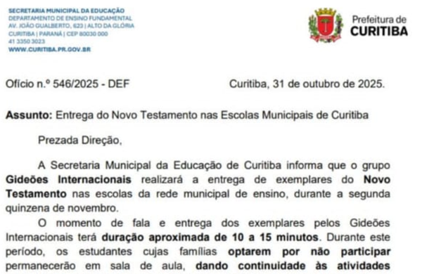 Depois de anunciar ação religiosa em escolas, Prefeitura nega ter autorizado evento
