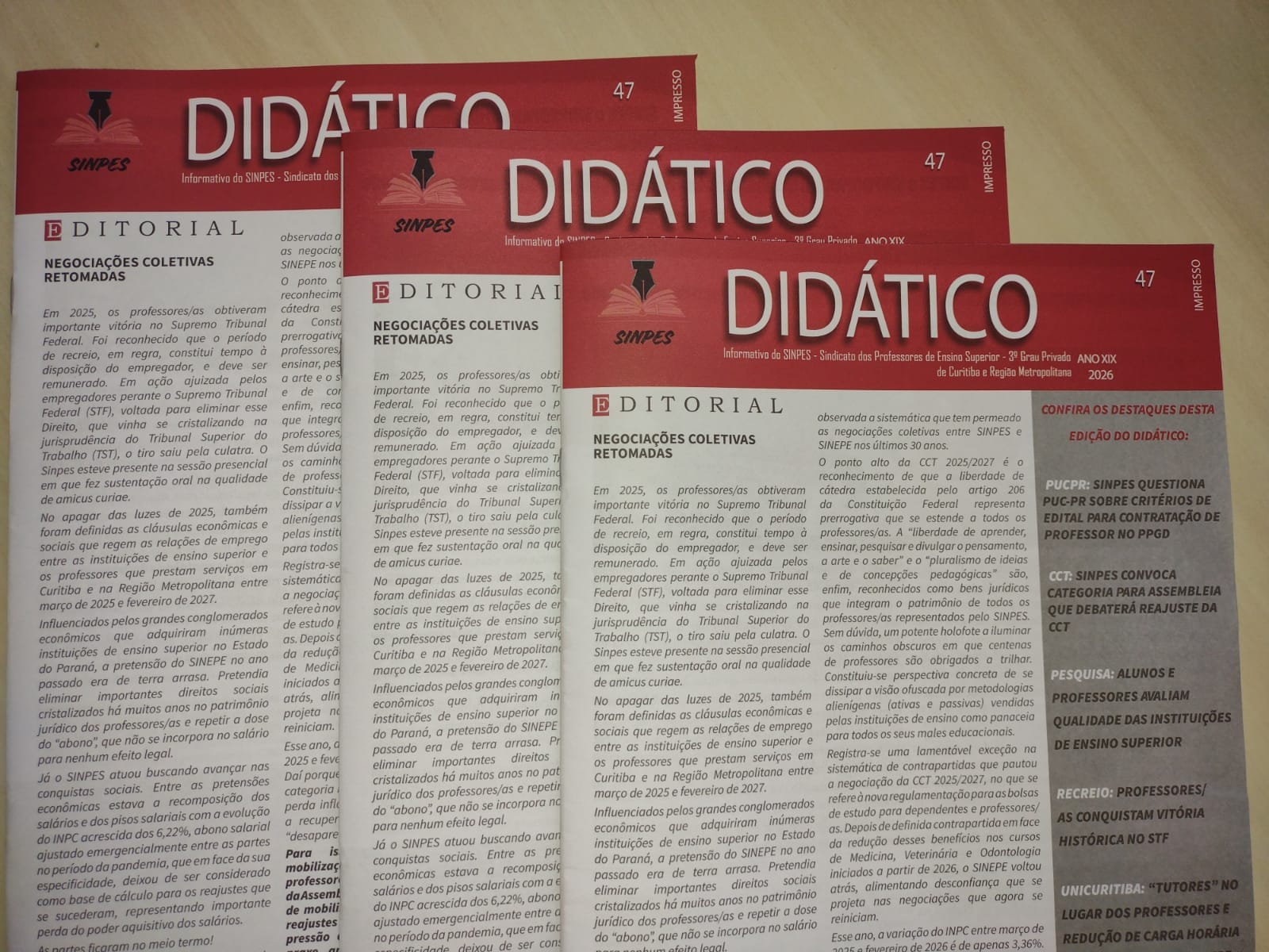 SINPES lança a 47ª edição de seu jornal