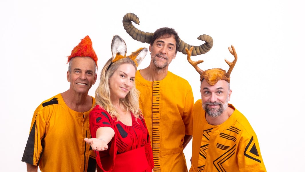 Carú Ricardo, Carneiro Sândalo, Ernani Sanchez e Marcelo Munhoz do musical infantil Planeta Oca