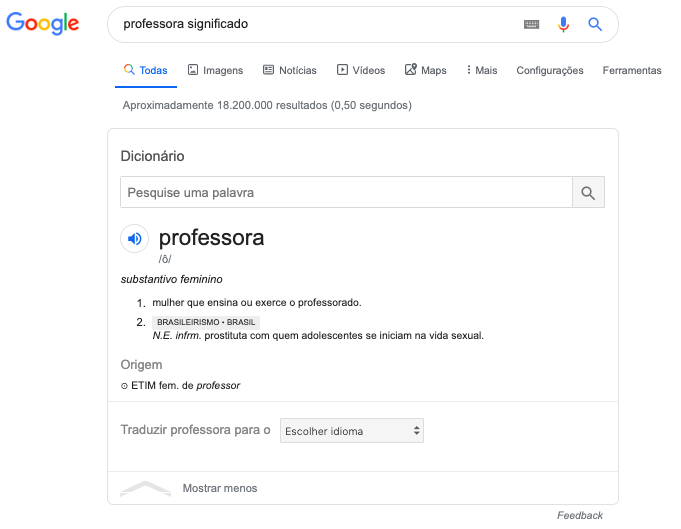 Definição de professora no Google revela nosso histórico de ignorância